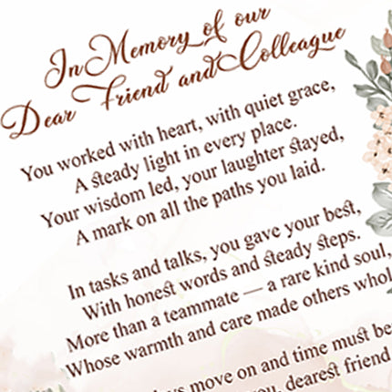 In Memory Of A Valued Work Colleague Personalised Memorial Slate