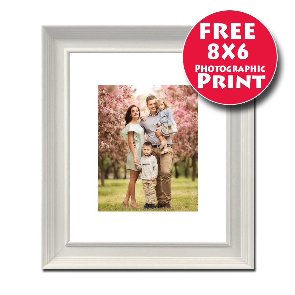 30X20cm (12X10 Inch) Natural White Washed Wooden Frame Mounted For 8X6 (A5)Print