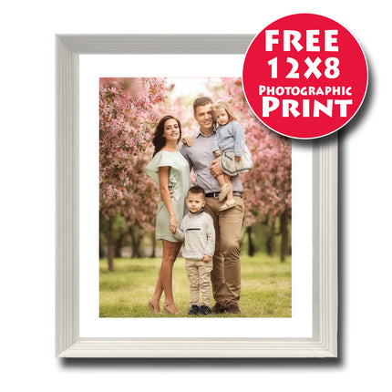 40X30cm (16X12 Inch) Natural White Washed Wooden Frame Mounted For 12X8 Print