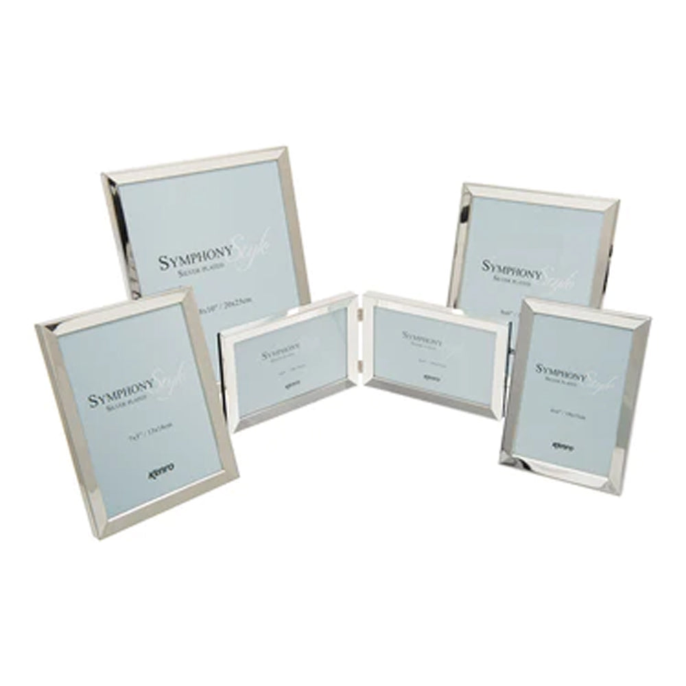 15X10cm X2 Double  (6x4 inch X2) Symphony Style Series Silver Frame Silver Multi Aperture Frame
