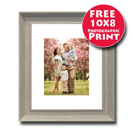 36X30cm (14X12 Inch) Natural Stone Grey Wooden Frame Mounted For 10X8 Print