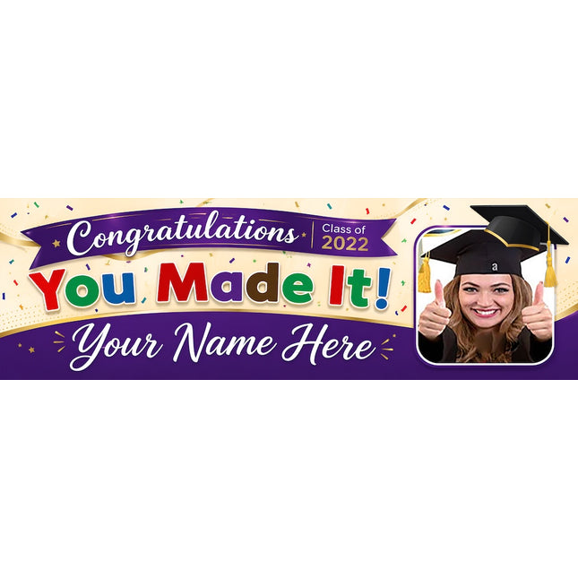 Fun Congratulations You Made It Personalised Graduation Banner