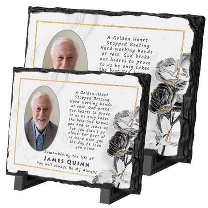 A Golden Heart Personalised Memorial Slate