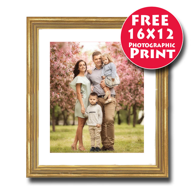 50X40cm (20x16inch) Classic Gold Wooden Frame Mounted For 16X12 Print