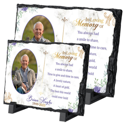 Golden Lavender Personalised Memorial Slate Plaque