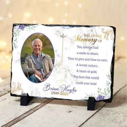 Golden Lavender Personalised Memorial Slate Plaque