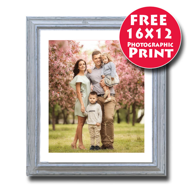 50X40cm (20x16inch) Classic Blue Wooden Frame Mounted For 16X12 Print