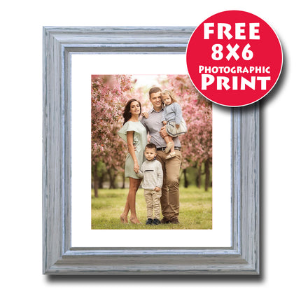 30X20cm (12X10 Inch) Classic Blue Wooden Frame Mounted For 8X6 (A5)Print