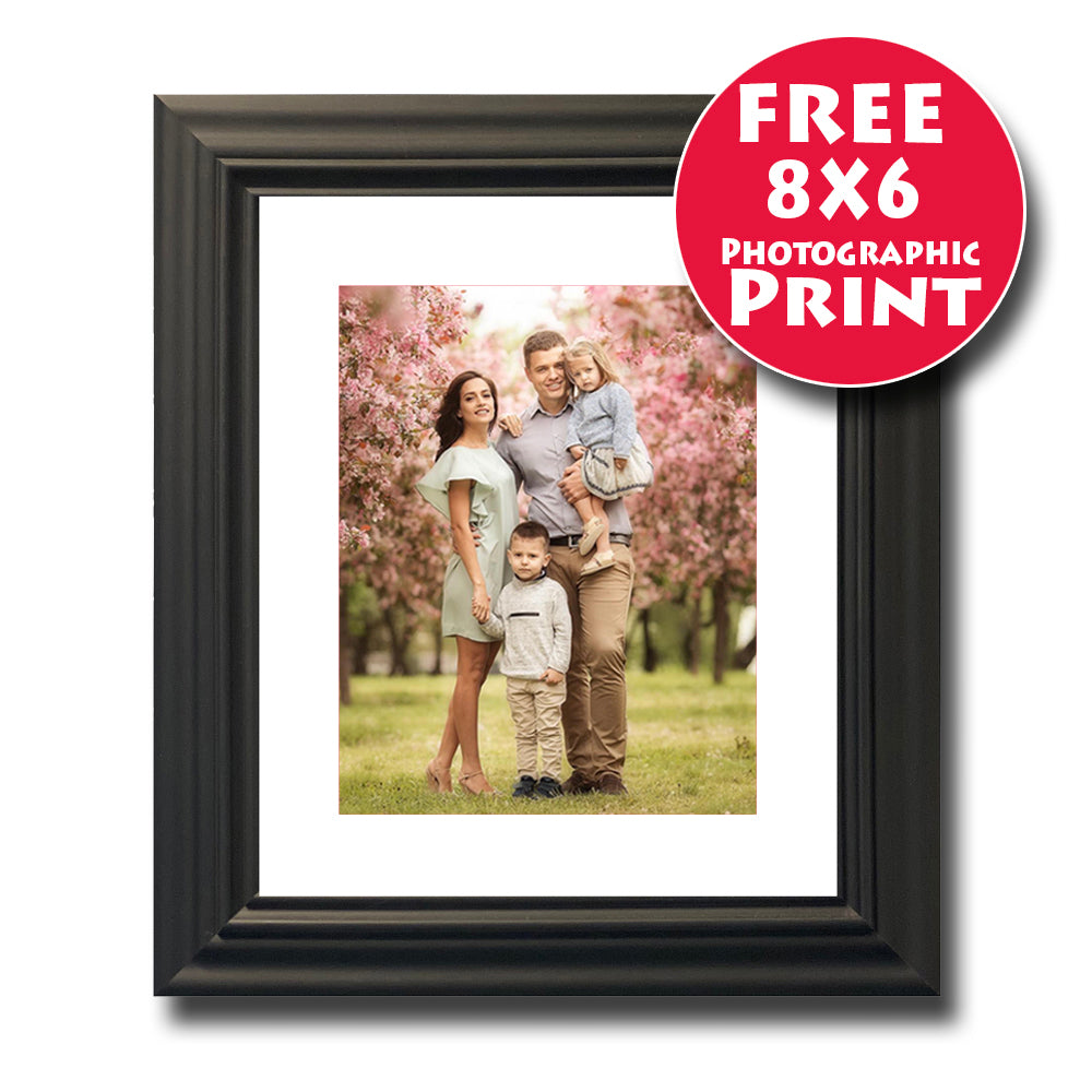 30X20cm (12X10 Inch) Classic Black Wooden Frame Mounted For 8X6 (A5)Print