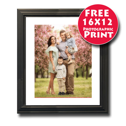 50X40cm (20x16inch) Classic Black Wooden Frame Mounted For 16X12 Print