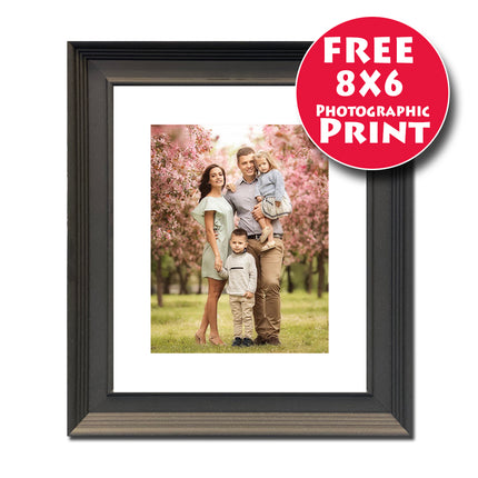 30X20cm (12X10 Inch) Natural Black Wooden Frame Mounted For 8X6 (A5)Print