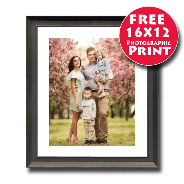 50X40cm (20x16inch) Natural Black Wooden Frame Mounted For 16X12 Print