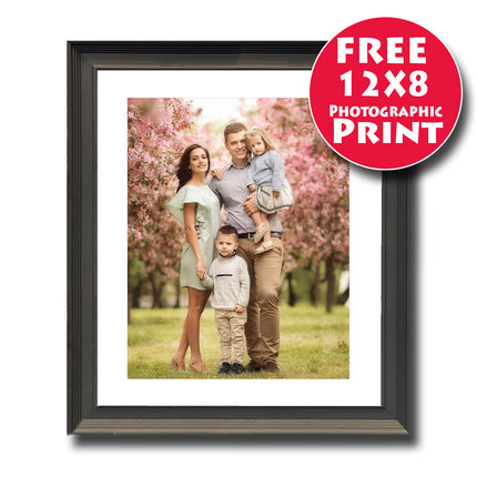 40X30cm (16X12 Inch) Natural Black Wooden Frame Mounted For 12X8 Print