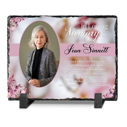 Blossom Tribute Personalised Memorial Slate with Custom Inscription