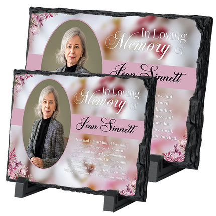 Blossom Tribute Personalised Memorial Slate with Custom Inscription