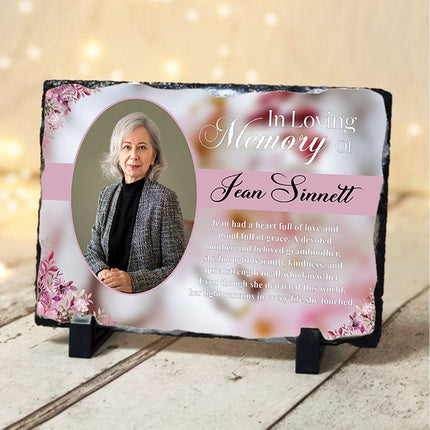 Blossom Tribute Personalised Memorial Slate with Custom Inscription