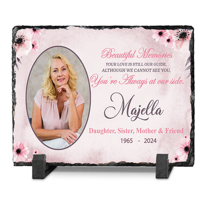 Whispers of the Heart Pink Personalised Memorial Slate