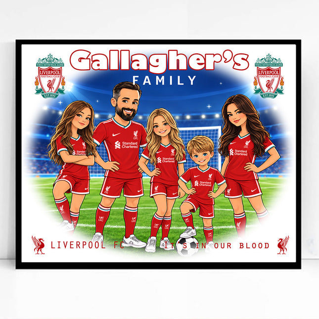 Soccer Dream Team CartoonMeNow Hand Drawn Family Caricature Portrait