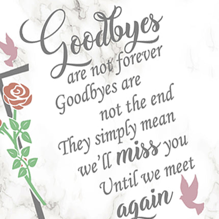 Until We Meet Again Personalised Floral & Cross Memorial Slate