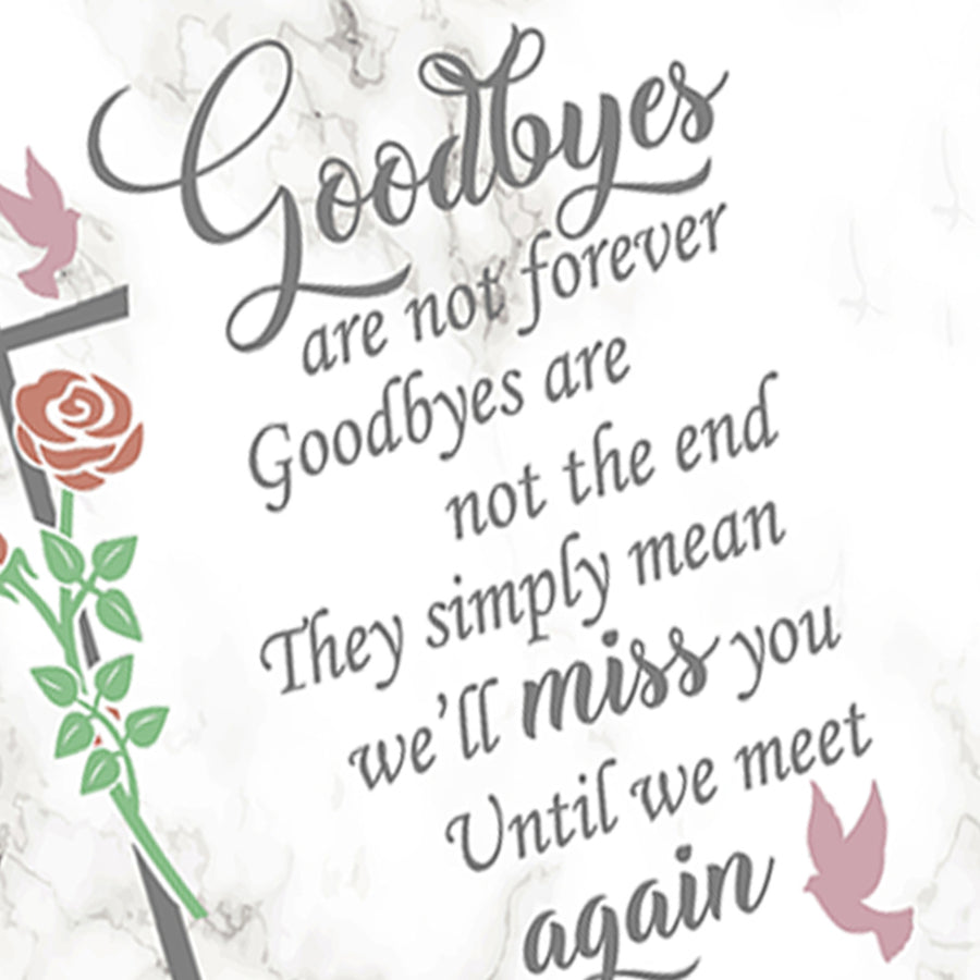 Until We Meet Again Personalised Floral & Cross Memorial Slate