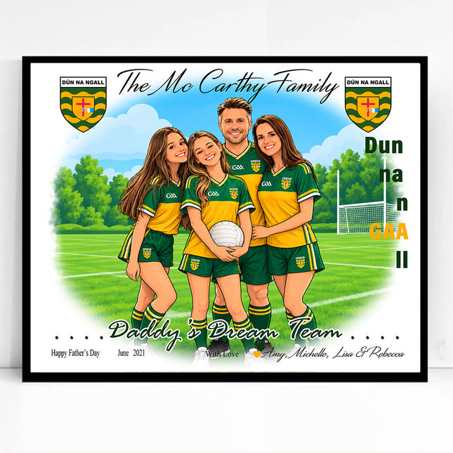 G.A.A. Gaelic Family CartoonMeNow Hand Drawn Caricature Family Portrait