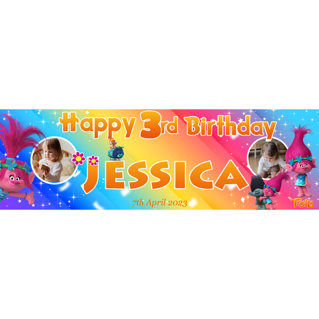 Trolls-tastic Birthday Personalised Birthday Photo Banner