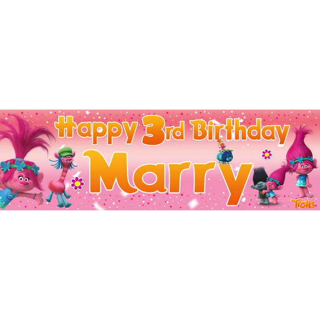 Trolls-tastic Birthday Personalised Birthday Photo Banner