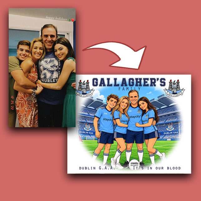 Soccer Dream Team CartoonMeNow Hand Drawn Family Caricature Portrait