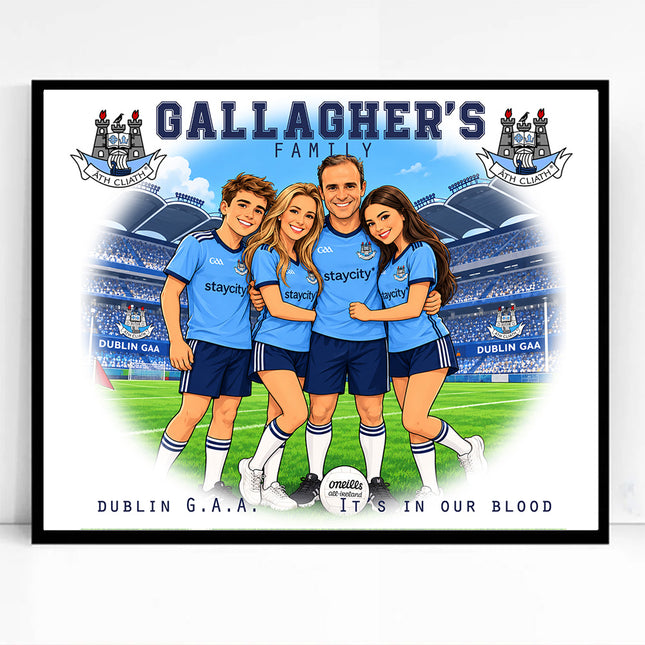 Soccer Dream Team CartoonMeNow Hand Drawn Family Caricature Portrait