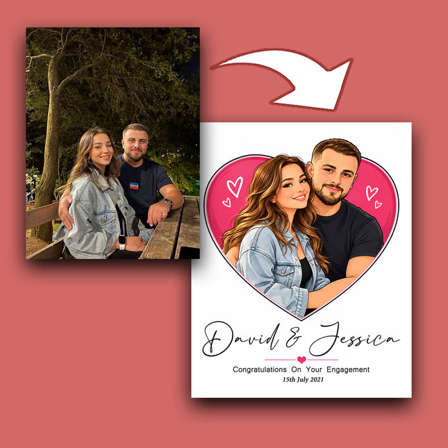 Love in Location CartoonMeNow Hand Drawn Caricature Engagement Gift