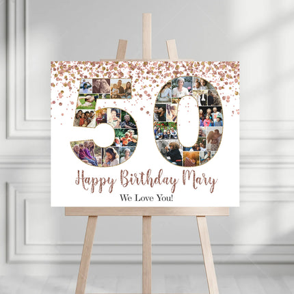 50th Birthday Photo Collage Personalised Welcome Board