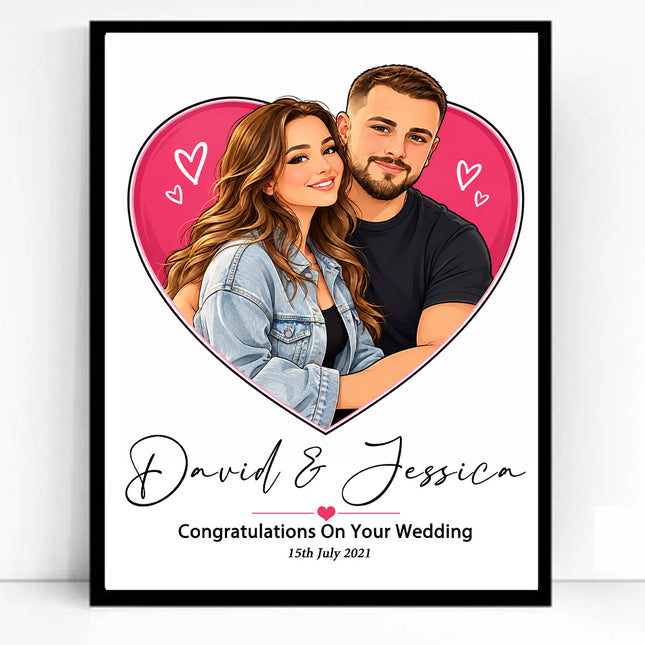 Our Wedding Day Half Body CartoonMeNow Hand Drawn Caricature Portrait Wedding Gift