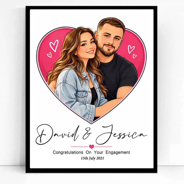 Love in Location CartoonMeNow Hand Drawn Caricature Engagement Gift
