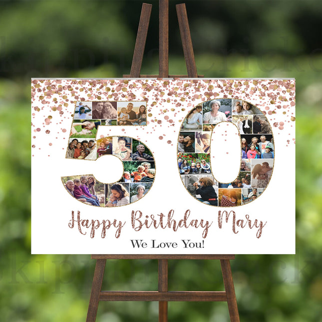 50th Birthday Photo Collage Personalised Welcome Board