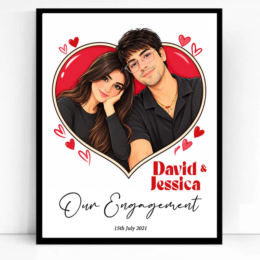 Half Body CartoonMeNow Hand Drawn Caricature Portrait Engagement Gift