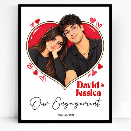 Our Engagement Full Body CartoonMeNow Hand Drawn Caricature Engagement Gift