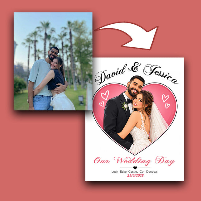 Our Wedding Day Full Body CartoonMeNow Hand Drawn Caricature Portrait Wedding Gift