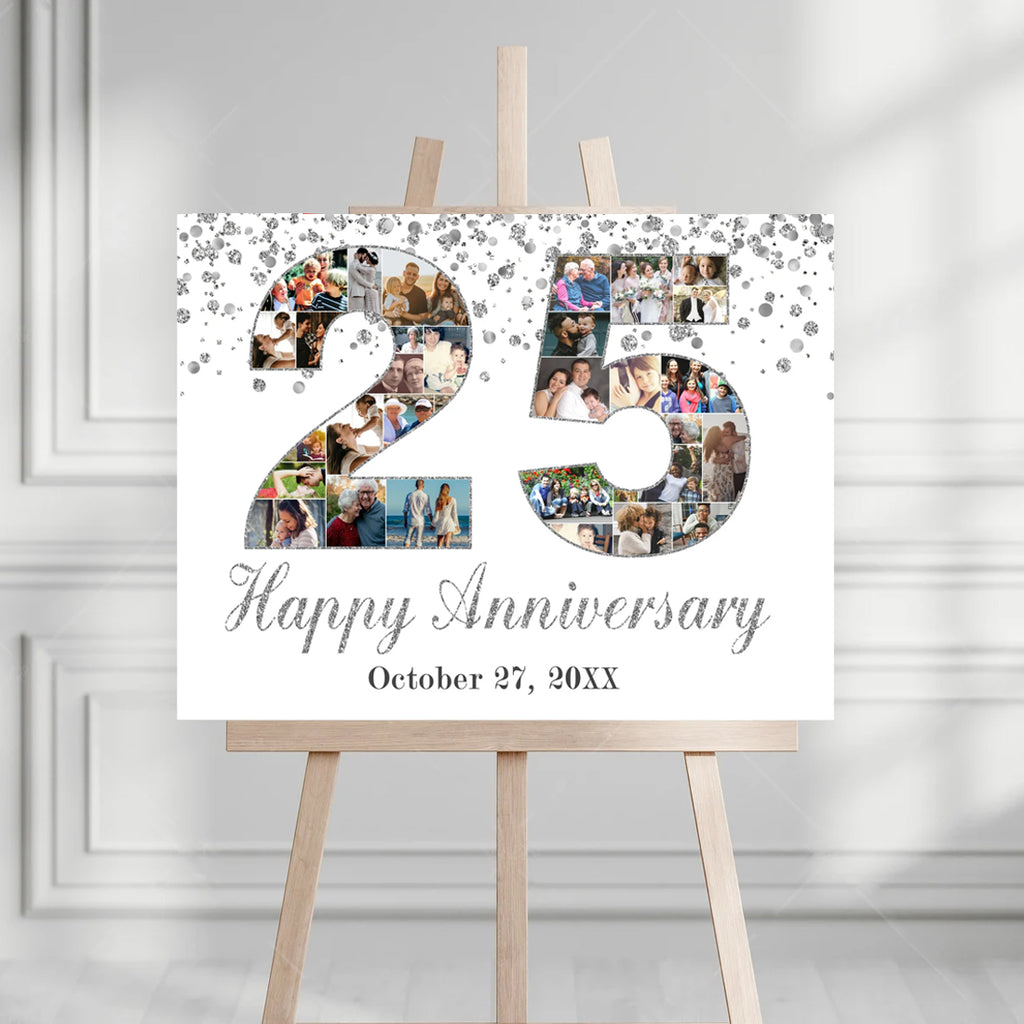 Wedding Anniversary Personalised Party Welcome Board Collage