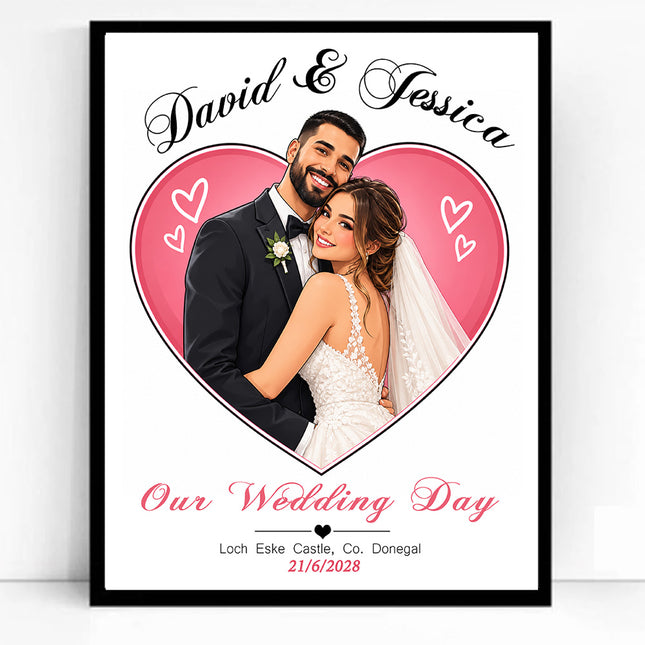 Our Wedding Day Full Body CartoonMeNow Hand Drawn Caricature Portrait Wedding Gift