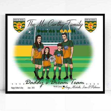 G.A.A. Gaelic Family CartoonMeNow Hand Drawn Caricature Family Portrait