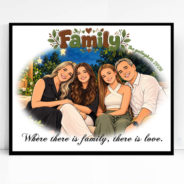 Home is Where the Art Is CartoonMeNow Hand Drawn Caricature Family Portrait