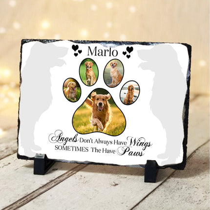 Sometimes Angels Have Paws Pet Remembrance Plaque