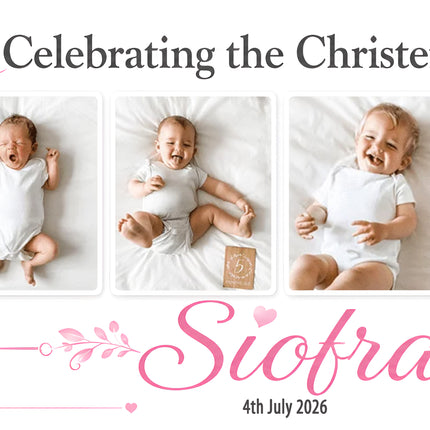 Our Christening Party Photo Personalised Banner