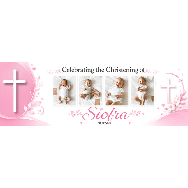 Our Christening Party Photo Personalised Banner
