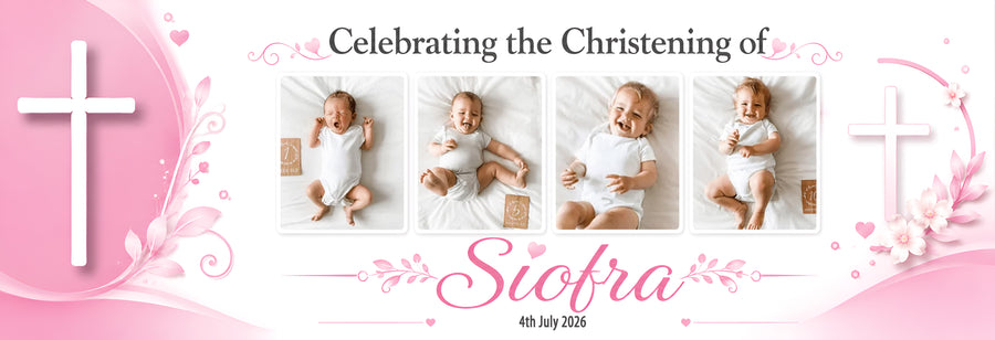 Our Christening Party Photo Personalised Banner