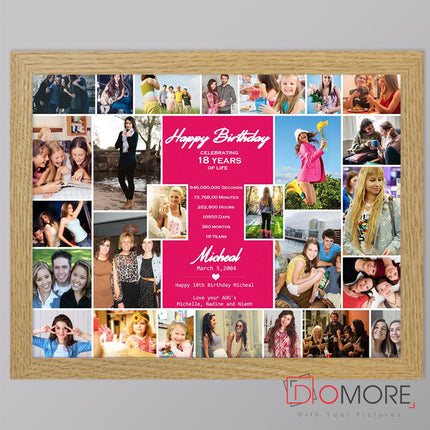 25th Silver Wedding Anniversary Numbered Framed Photo Collage