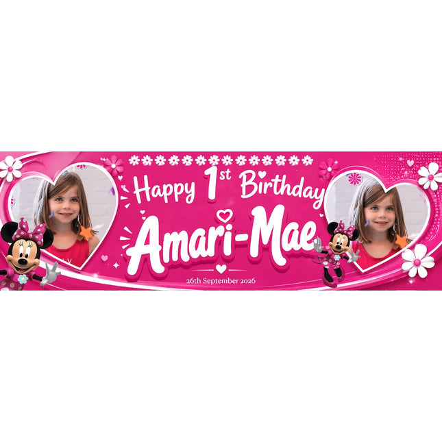 Minnie Mouse Disney Birthday Party Personalised Photo Banner