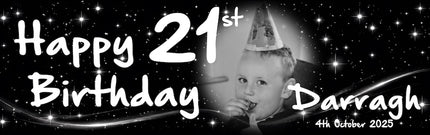 JUST BLACK  21st Birthday Party Personalised Photo Banner