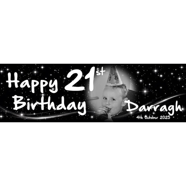 JUST BLACK  21st Birthday Party Personalised Photo Banner