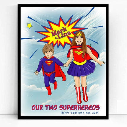 The Ultimate Hero Family Portrait CartoonMeNow Hand Drawn Caricature